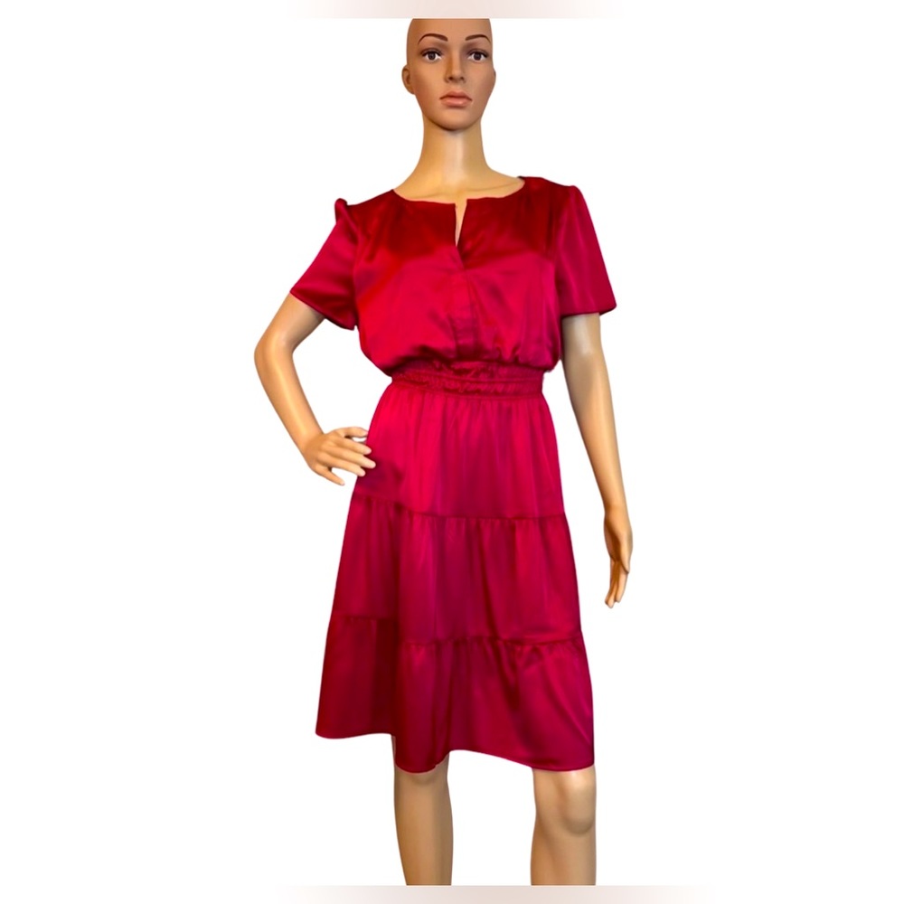 Nicole Miller New York Size L NWT Fuchsia Satin Feel Fabric Party Dress (0373)